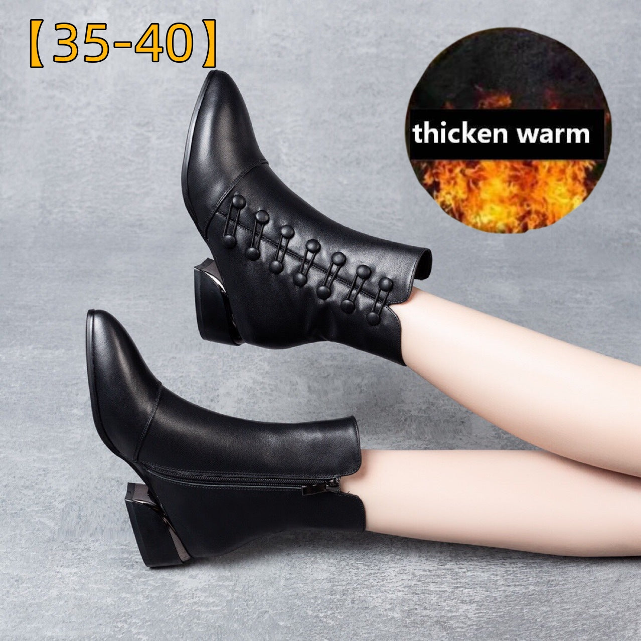 【35-42】🔥Dámske zateplené kožené členkové topánky s bočnou prackou