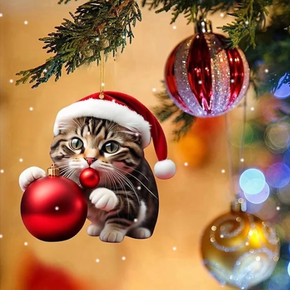 🎄😺【10 kusov】🎁🎅 Vianočné ozdoby na stromček pre mačiatka. Závesné mačacie ozdoby
