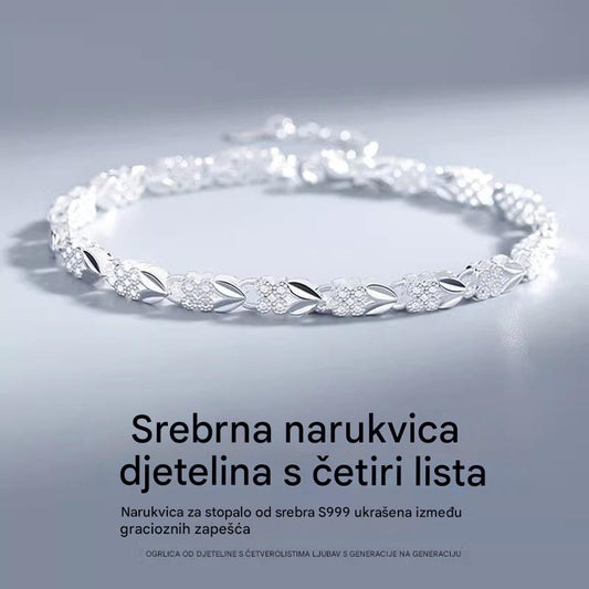 😀👉【Kupite jedan, dobijte jedan gratis】💖🍀Obožavam novu modernu narukvicu od 925 srebra s djetelinom za žene s četiri lista
