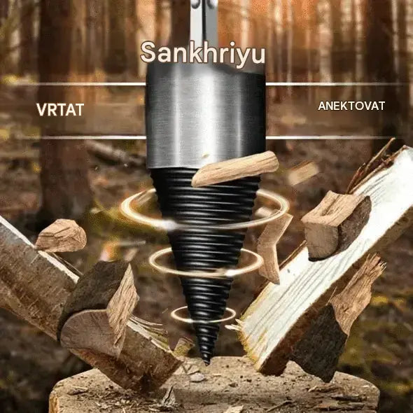 🔥1 sada za 620 Kč【32mm vrtací kužel na štípání dřeva + 3 typy upínacích nástavců】 ⚙️ Vrtací kužel z vyztužené oceli pro elektrické štípačky – vysoký výkon a práce bez námahy.