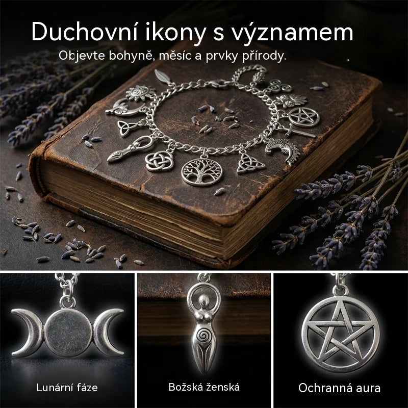 Vintage náramek s přívěsky a mystickým nádechem pro ženy – nebeské, gotické a boho šperky 🔮✨