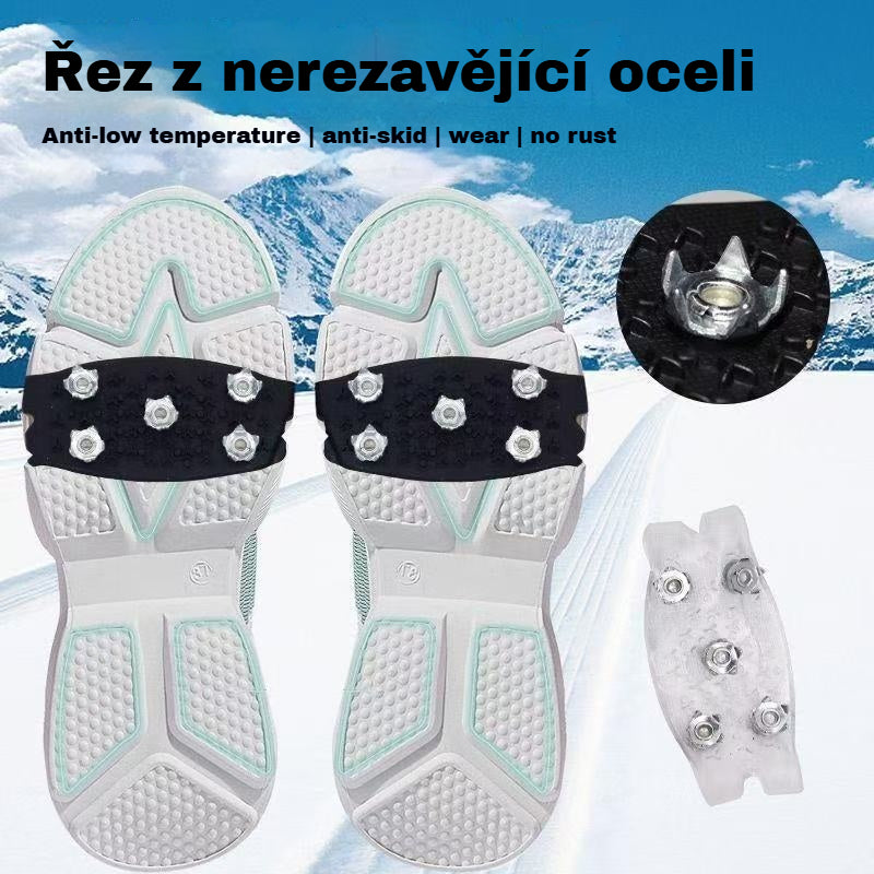 👴🚶🏔️Kupte 2 a dostanete 2 zdarma🔥Neviditelné 5zubé protiskluzové návleky na mačky, průhledné venkovní návleky na sněhovou turistiku, horolezectví, horolezectví, zimní ledový povrch, nezbytný pro seniory.