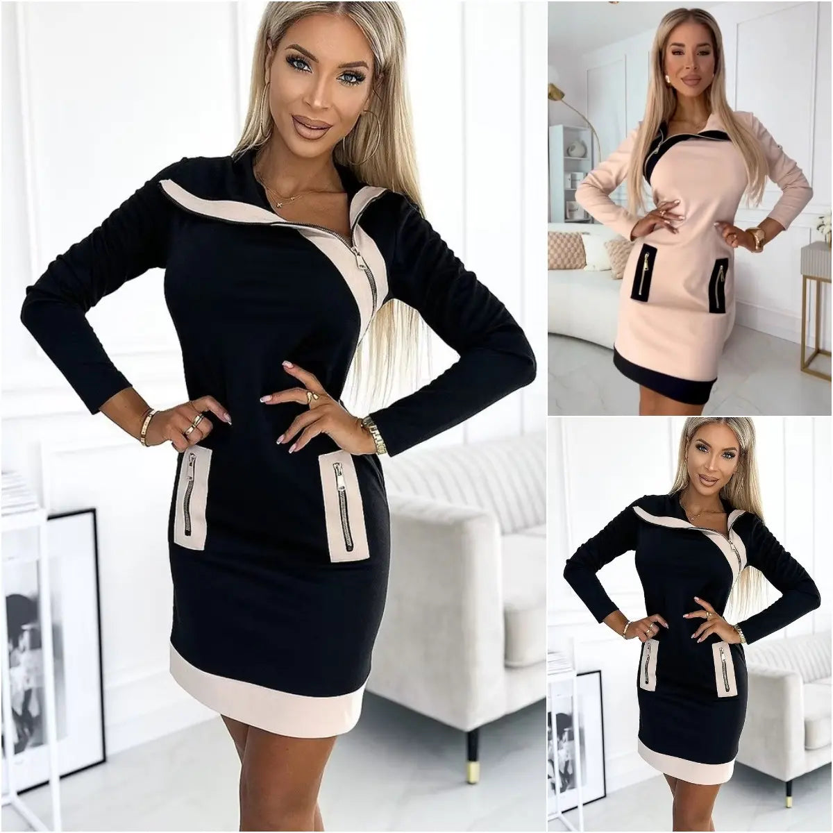 🔥【S-3XL】Nové dámské šaty s barevnými bloky