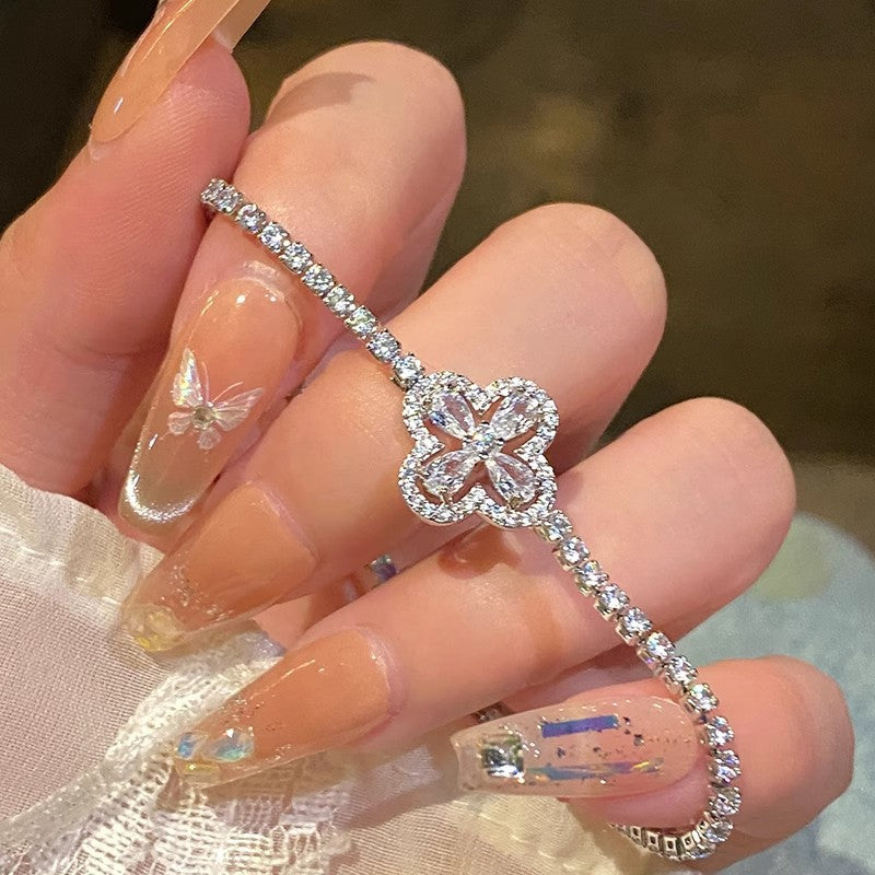 ✨Super lesklý dutý náramek se čtyřlístkem, luxusní a výjimečný náramek s celými diamanty