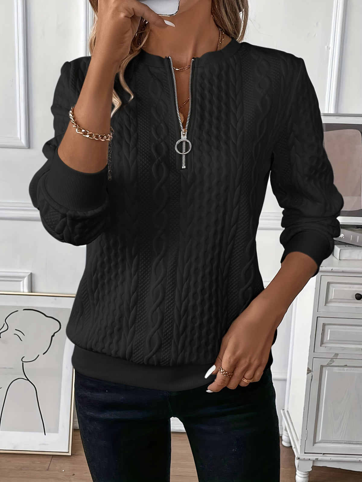 🔥🎀【S-2XL】🌸Dámská ležérní prošívaná mikina na zip
