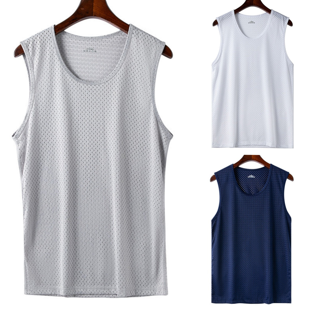 👕【Třídílná sada】Prodyšné Síťované Funkční Tílko | Rychleschnoucí Letní Fitness Tílko