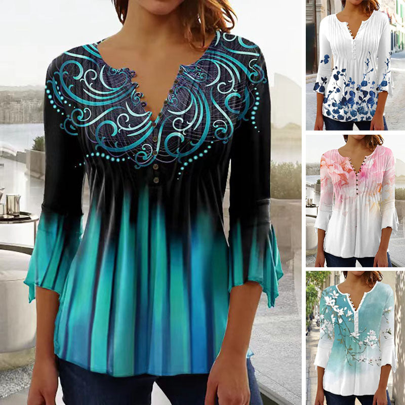 【S-5XL】Módny dámsky top s dlhým rukávom a potlačou