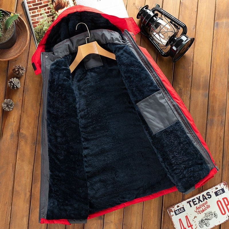 ❄️🧥Pánska zimná bunda s flísovou podšívkou, hrubá, vetruodolná, dažďuodolná a teplá.