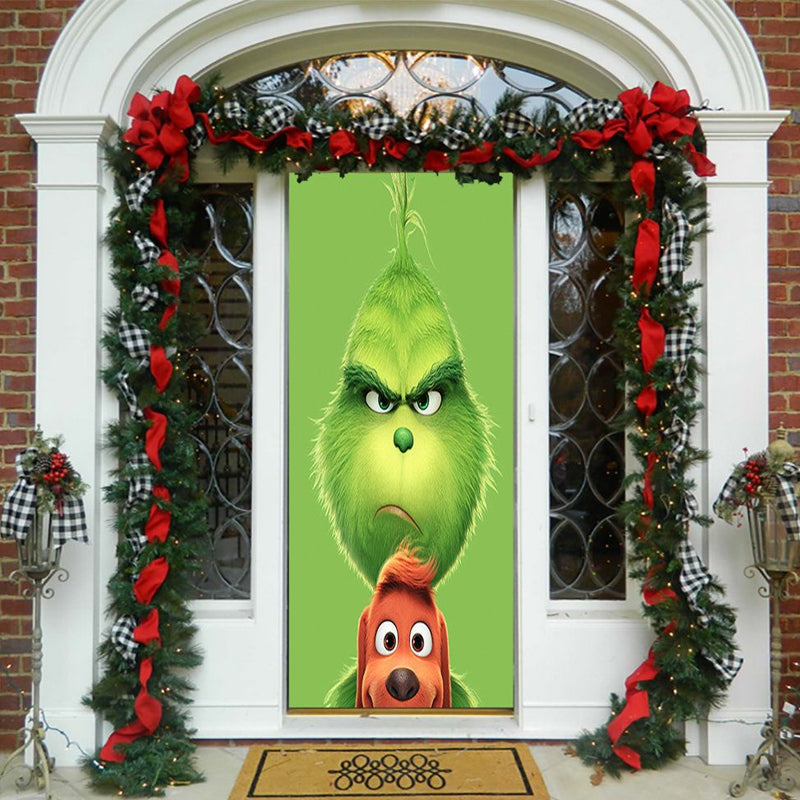 🎁🎄2025 Nová, horúca predajná látková vianočná obálka na dvere [91 cm x 203 cm]