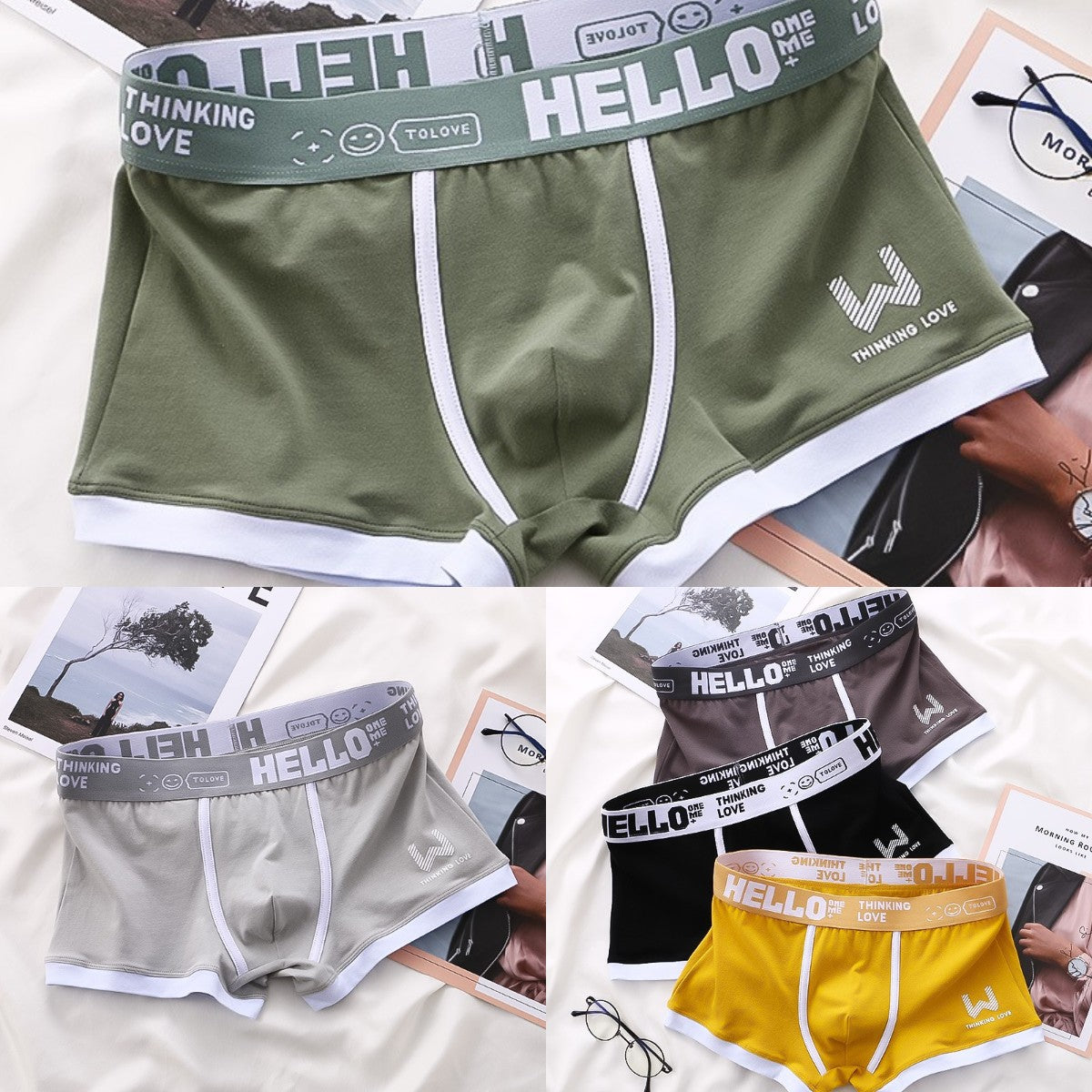 M-3XL【5 kusů】 Pánské Bavlněné Boxerky | Prodyšné Pohodlné Spodní Prádlo | Elastický Pas | Klasický Střih