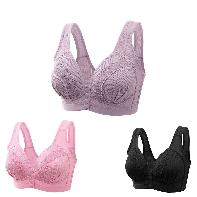 S-9XL 💟【3 kusů】✨✨Velká podprsenka s předním zapínáním, Pohodlná Prodyšná Podprsenka