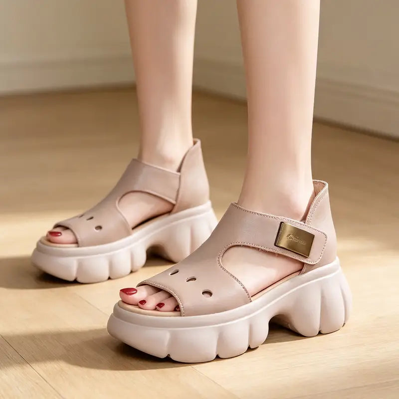 ✨ Velikosti 35-40 🌸 Dámské sandály na platformě - Měkká kůže, ultralehká protiskluzová podrážka