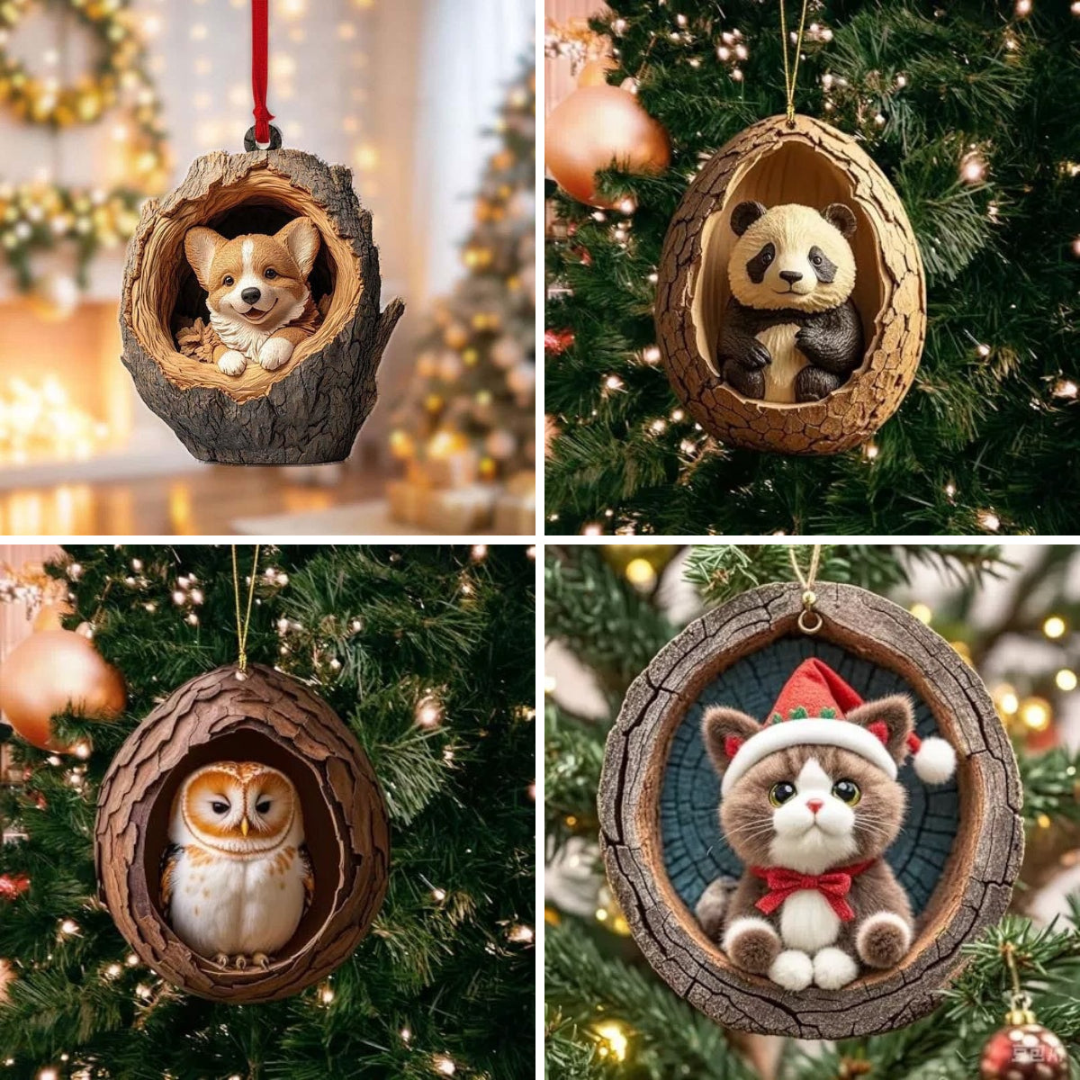 【12 piezas】🎄Adornos navideños de animales para el árbol. Adornos pequeños de animales.