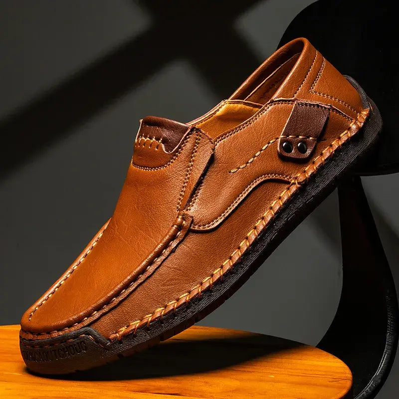 👞Poslední den sleva 50 %【38–48】Pánské volné kožené volnočasové boty, měkká podrážka pro pohodlí, ortopedický design, snadné nazouvání a vyzouvání