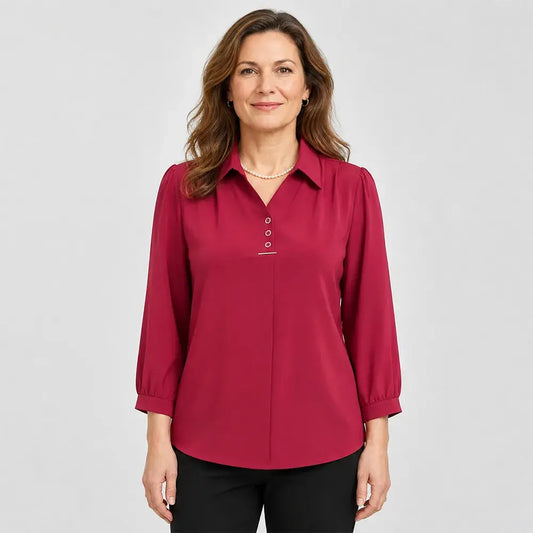 ✨👚 XL–6XL Elegantní košile s límečkem typu polo – klasický styl límečku, volnější střih, k dispozici ve velkých velikostech.