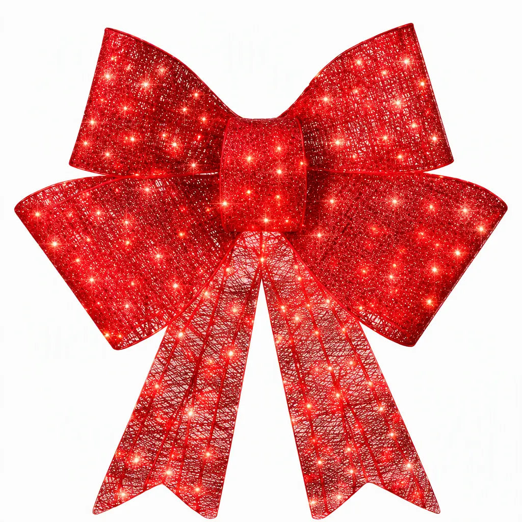 📢📢Poloviční sleva! ✨【61cm*43cm*6cm】 Extra velké venkovní voděodolné vánoční luk vestavěné světlo
