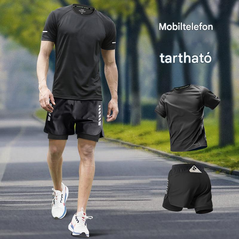 M-5XL méretek, Férfi futóruha, jégselyemből készült, gyorsan száradó edzőruha