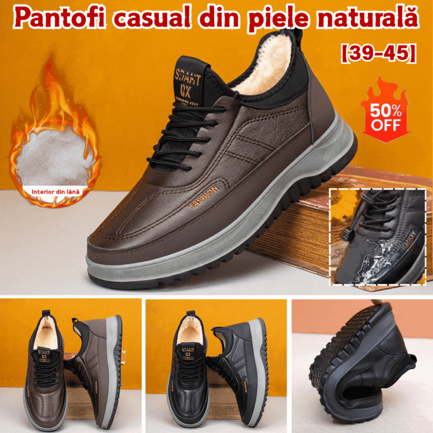 ⛄🔥【39-45】2026 Χειμερινά νέα ανδρικά casual αθλητικά παπούτσια Γνήσιο δέρμα αδιάβροχα φανελένια παπούτσια με μαλακή σόλα