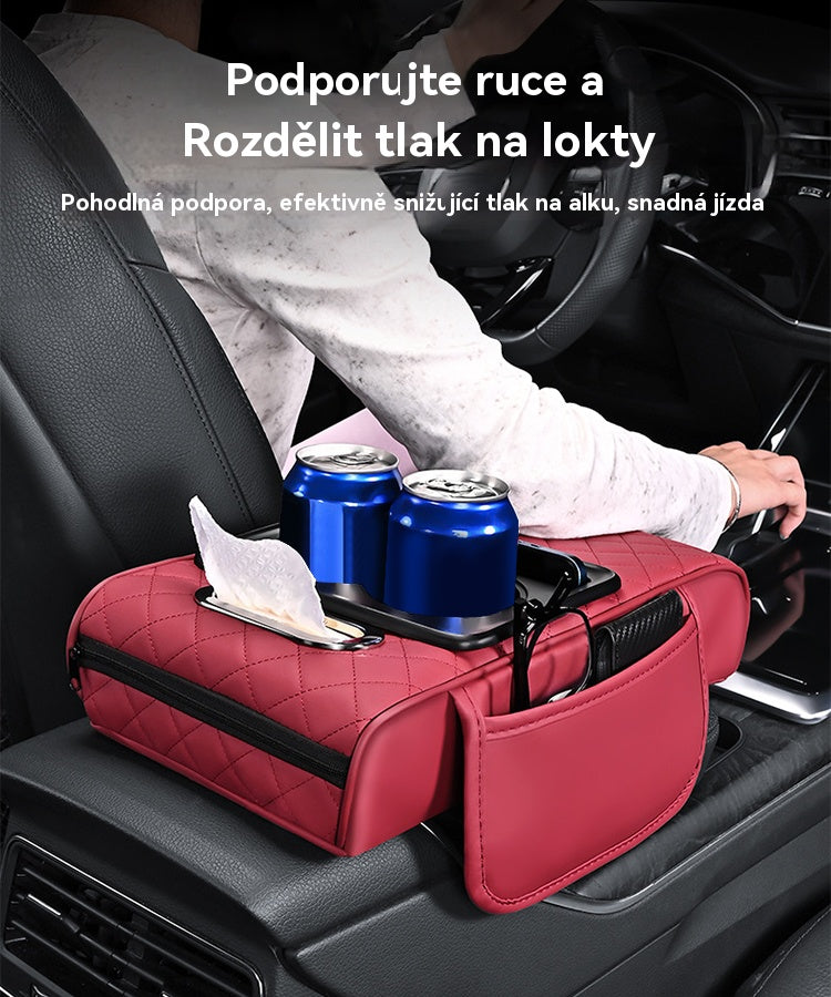 🔥💥🚗Univerzální úložný box do auta s levými a pravými bočními kapsami, úložná rohožka ve středové loketní opěrce