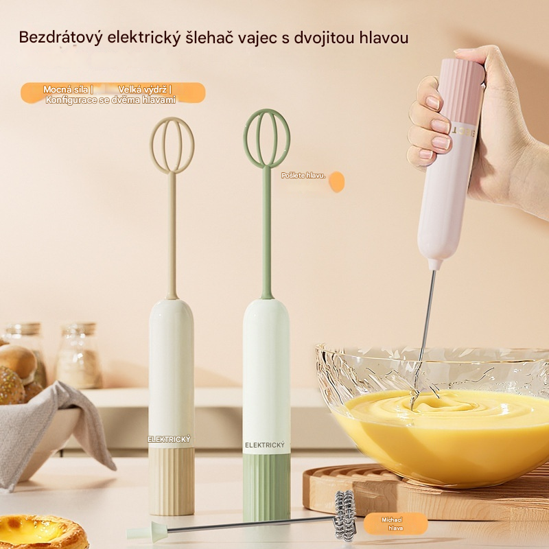 🥚 Bezdrátový mini ruční mixér – během několika sekund vyšlehá vejce a napění mléko