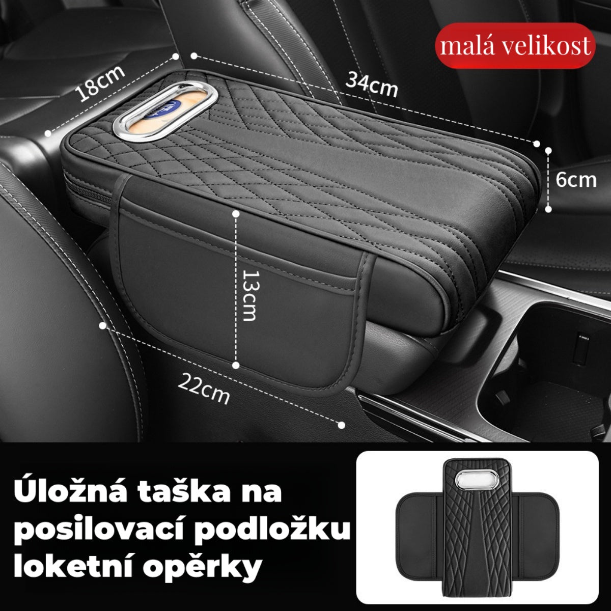 Multifunkční kožená loketní opěrka do auta tři v jednom