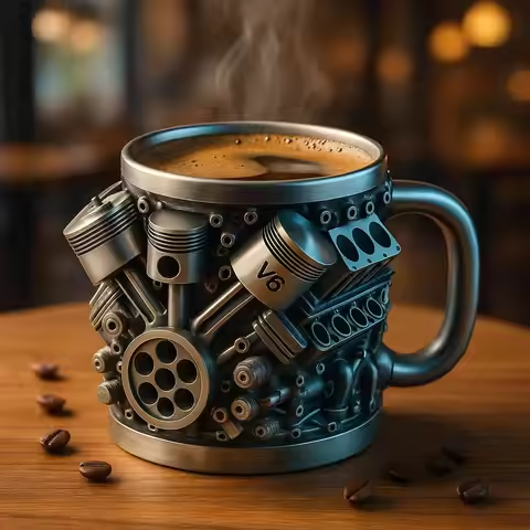 🎁☕ Šalica za kavu od nehrđajućeg čelika Creative Engine V6V8 