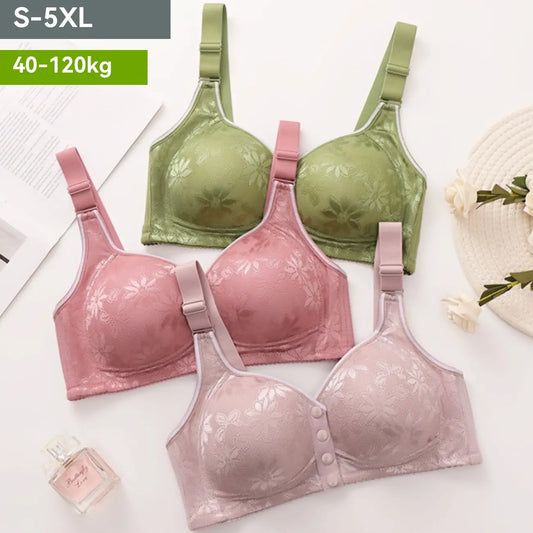 【40-120 kg】😍【Balíček 3 kusů】Bezešvá podprsenka pro ženy s knoflíčky vpředu ❤️Pohodlná přírodní antibakteriální bavlna