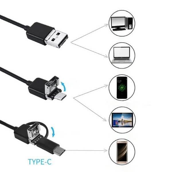 Průmyslový endoskop 3 v 1 s vysokým rozlišením [3,5 m] (typ C, USB, micro USB)