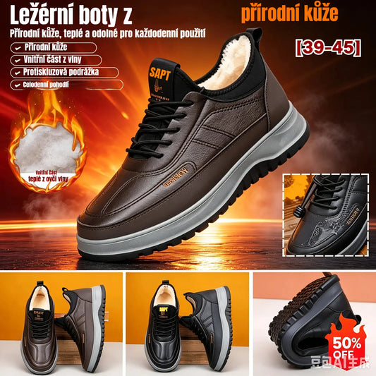 🏆🔥【Velikosti 39-45】Pánské zimní boty pro volný čas z roku 2026 — pravá kůže, nepromokavé, měkká podrážka, semišová podšívka — nový přírůstek