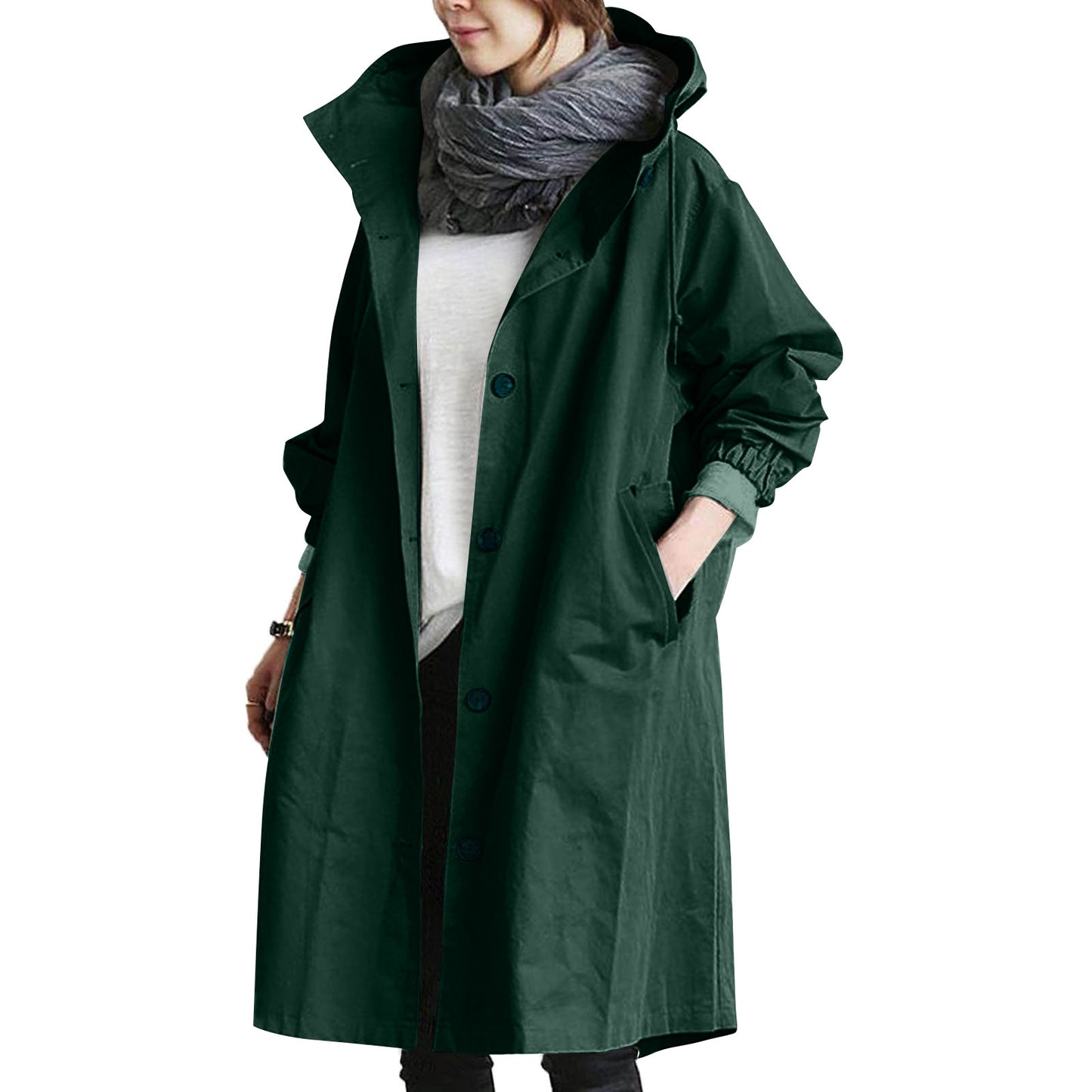 🌾✨【S-5XL】Nueva gabardina casual de mujer con mangas largas y capucha