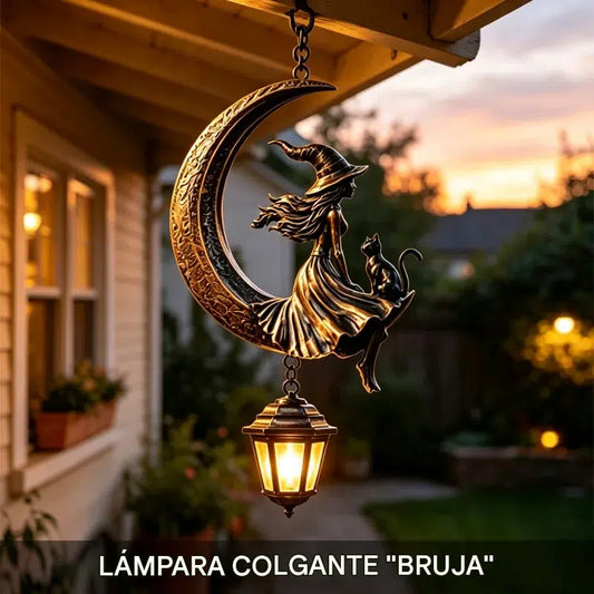 🌙🔮Solar Hanging Witch on the Moon Lantern – Solární LED závěsná lampa čarodějnice na měsíc, zahradní dekorace, Halloween osvětlení