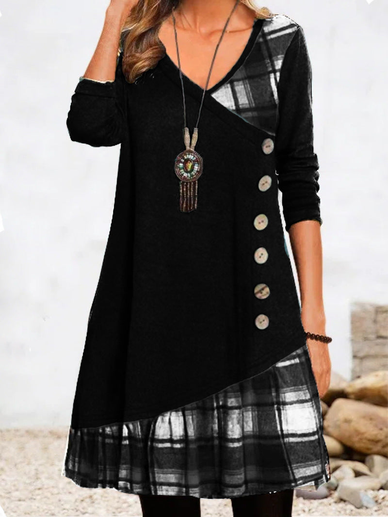 👗【S-3XL🔥】Dámské ležérní šaty s dlouhým rukávem a kontrastními detaily ✅️Dobírka