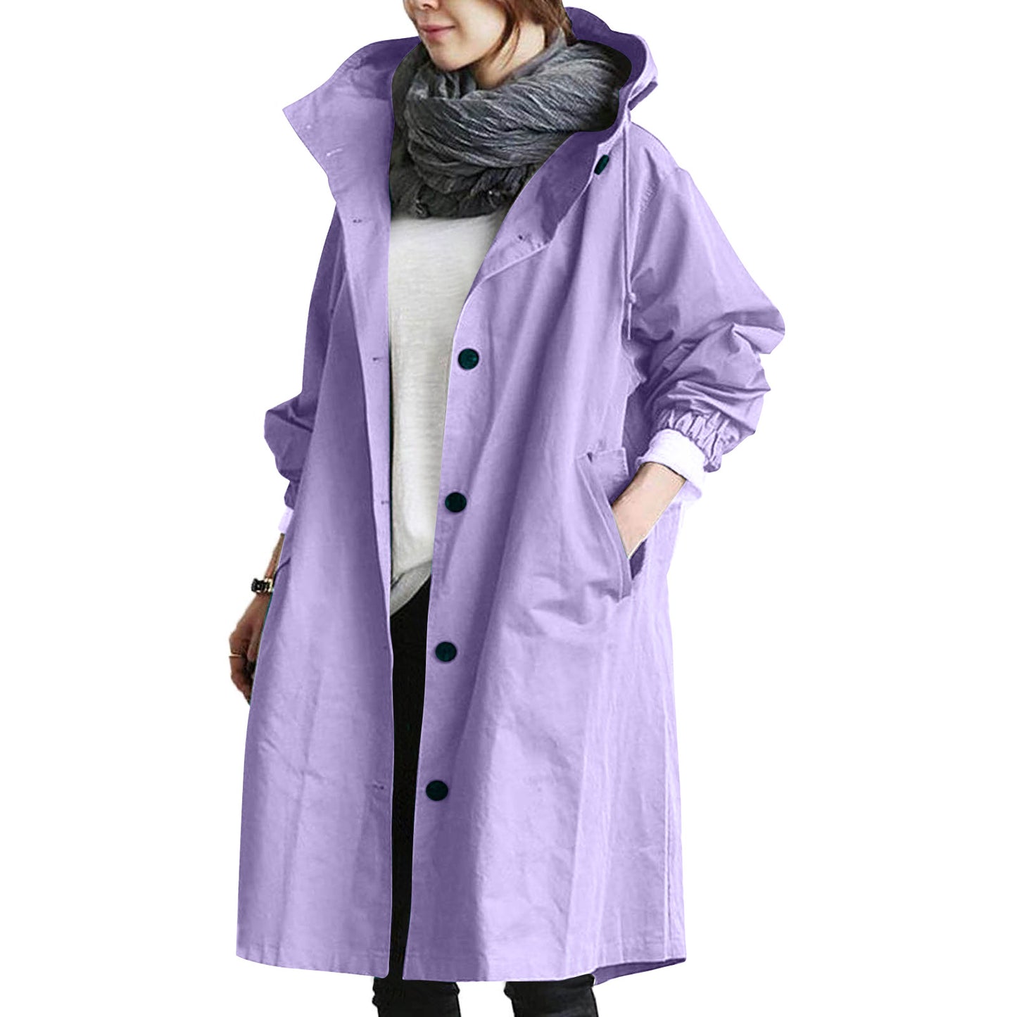 🌾✨【S-5XL】Nueva gabardina casual de mujer con mangas largas y capucha