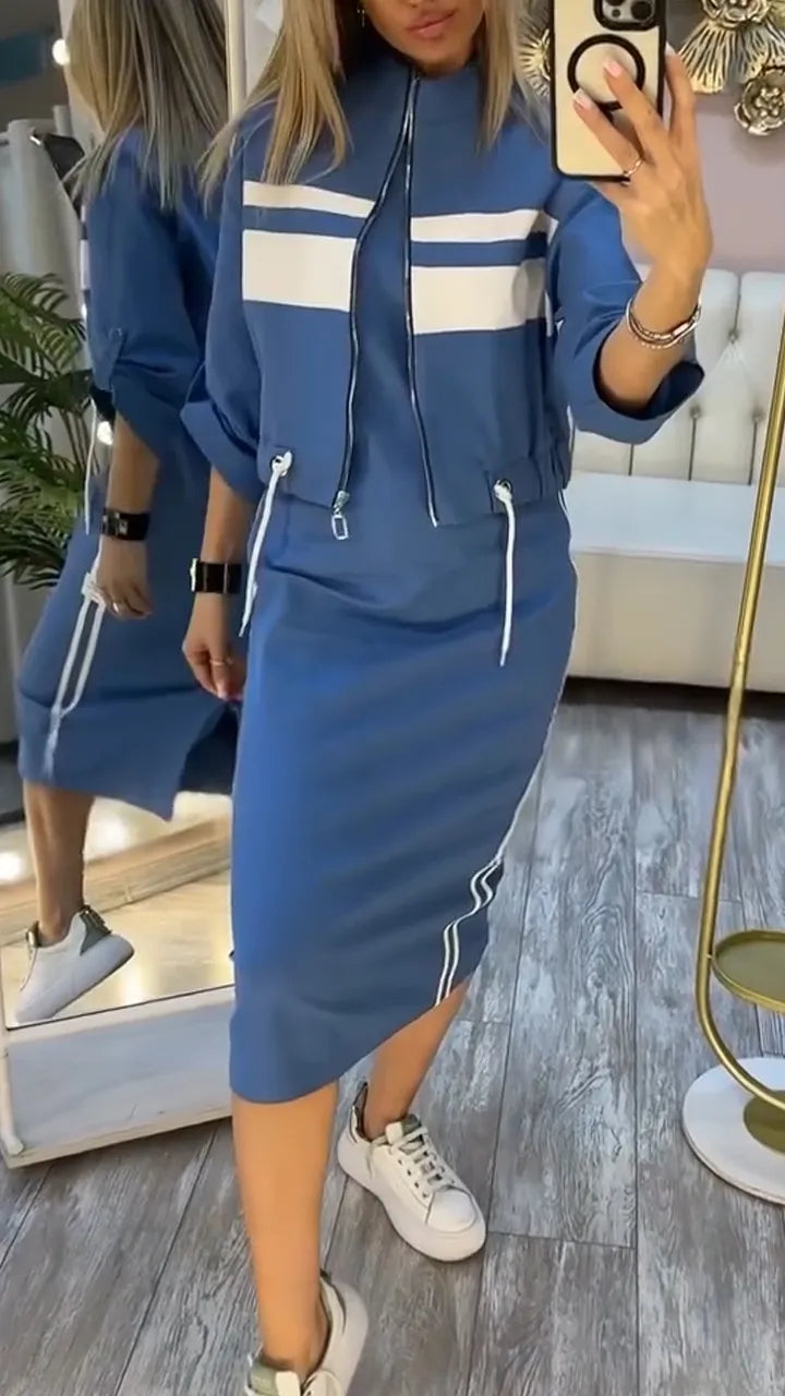 XS-3XL 💕😍Dámská ležérní dvoudílná souprava, která obsahuje pohodlnou mikinu a midi sukni.