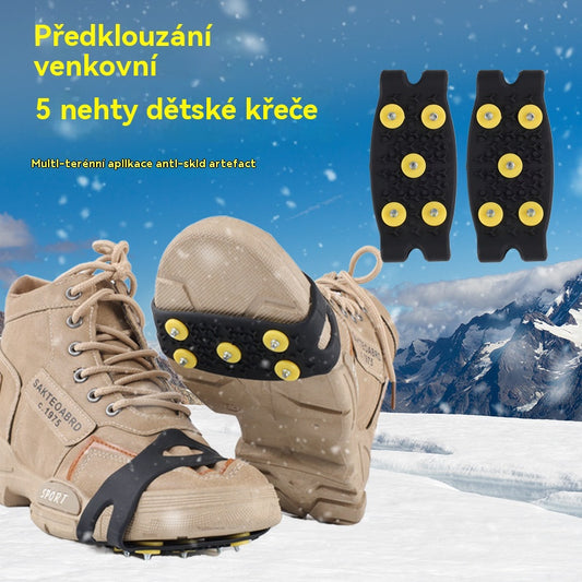 👴🚶🏔️❄️Dva páry (4 kusy) 🔥Neviditelné 5zubé protiskluzové návleky na mačky,  venkovní mačky, vhodné pro turistiku ve sněhu, horolezectví, horolezectví a zimní ledové plochy, nezbytnost pro seniory.