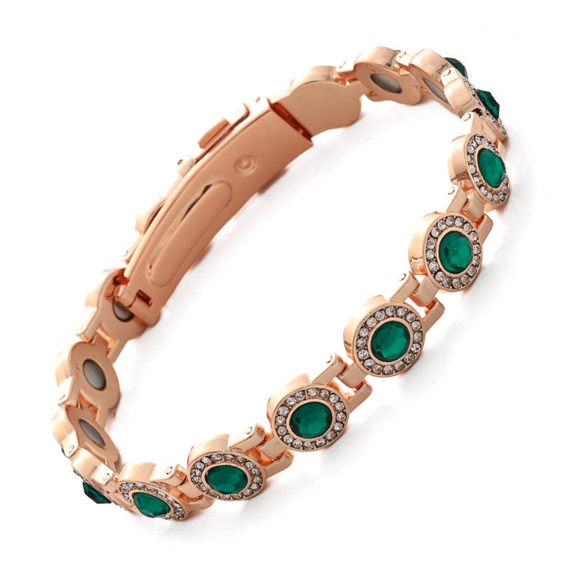 ✨ Pulsera magnética de aleación de lujo con estilo, pulsera magnética de circonita de cobre puro