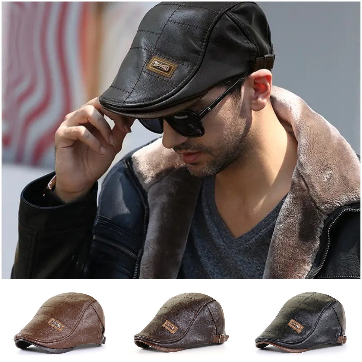 🧢🔥Męski beret skórzany w stylu vintage