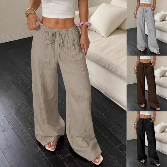 ⏳ Ingyenes szállítás! Női lezser, egyszínű, bő szárú nadrág, S-2XL méretben