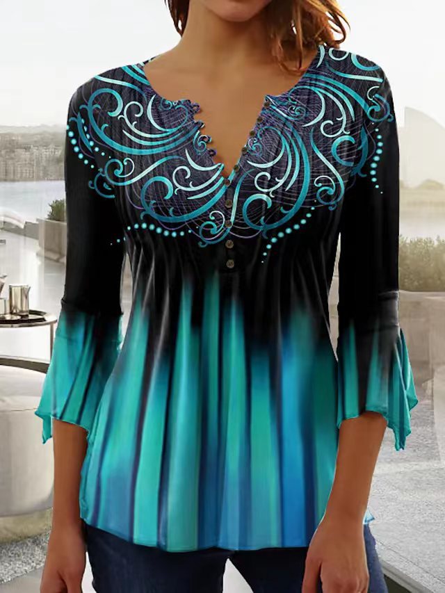 【S-5XL】2025 καυτή πώληση νέα γυναικεία μόδα τυπωμένο μακρύ μανίκι μπλούζες