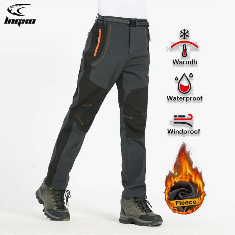 🔥【S-5XL】Pánské měkké, nepromokavé, větruodolné a prodyšné turistické kalhoty, teplé zateplené flísové kalhoty na outdoorové sporty