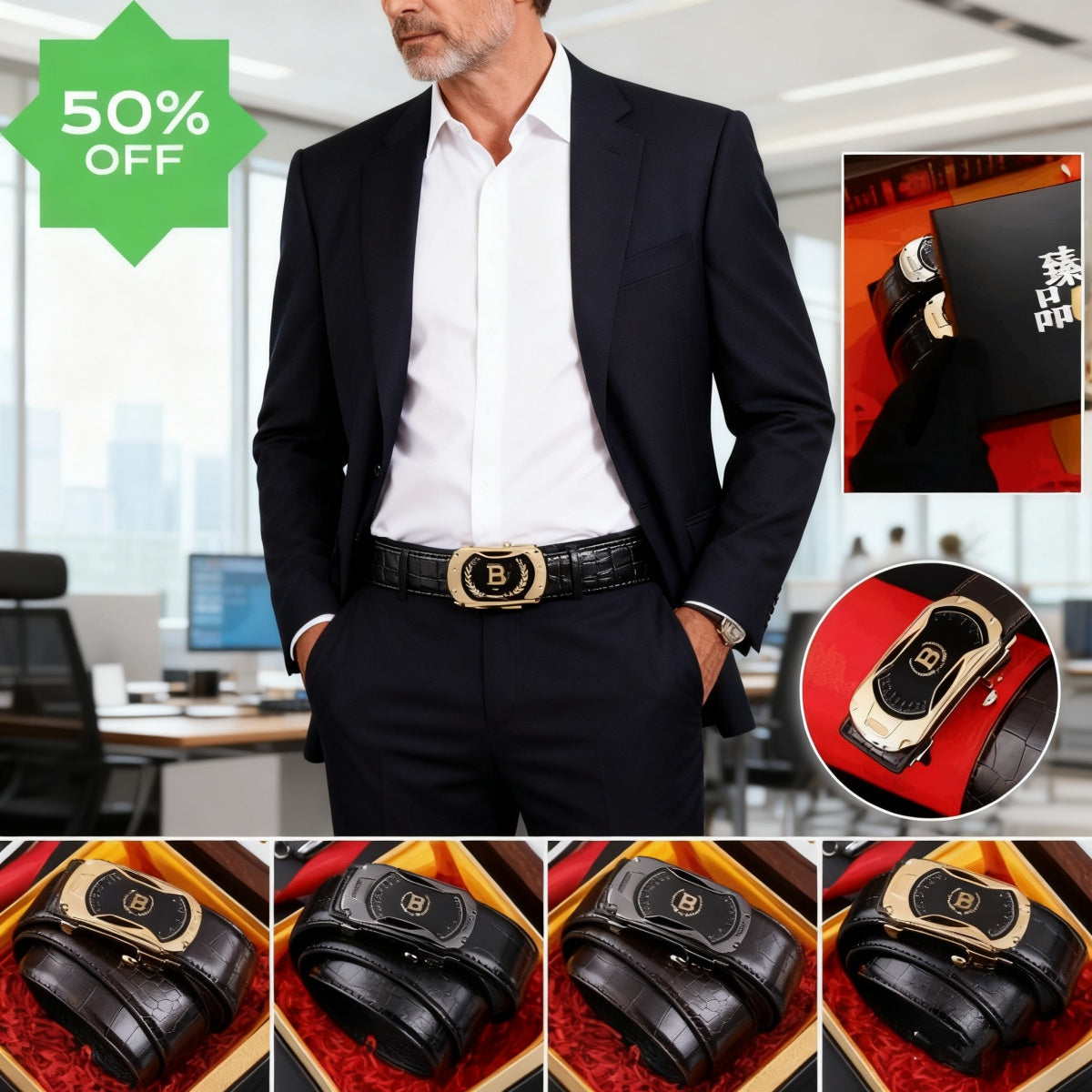 🔥【50%OFF】Pánský opasek z umělé kůže, ležérní, vhodný do práce i na obchodní příležitosti, v kombinaci s ležérními kalhotami.
