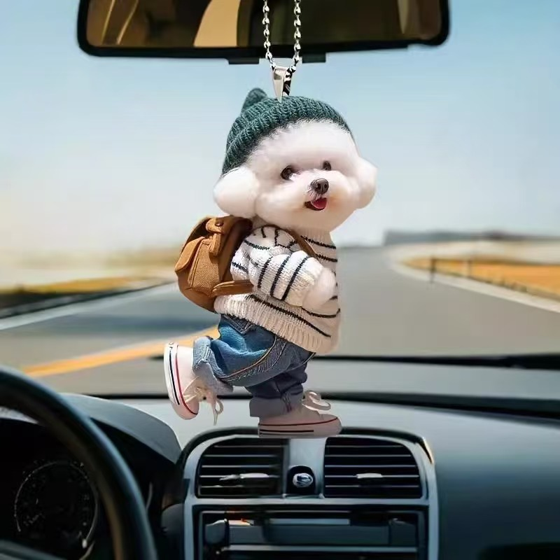 🐶[5 komada] Privjesak u obliku plišanog šteneta, akrilni privjesak za unutrašnjost automobila, ravni privjesak za retrovizor automobila, ukras 