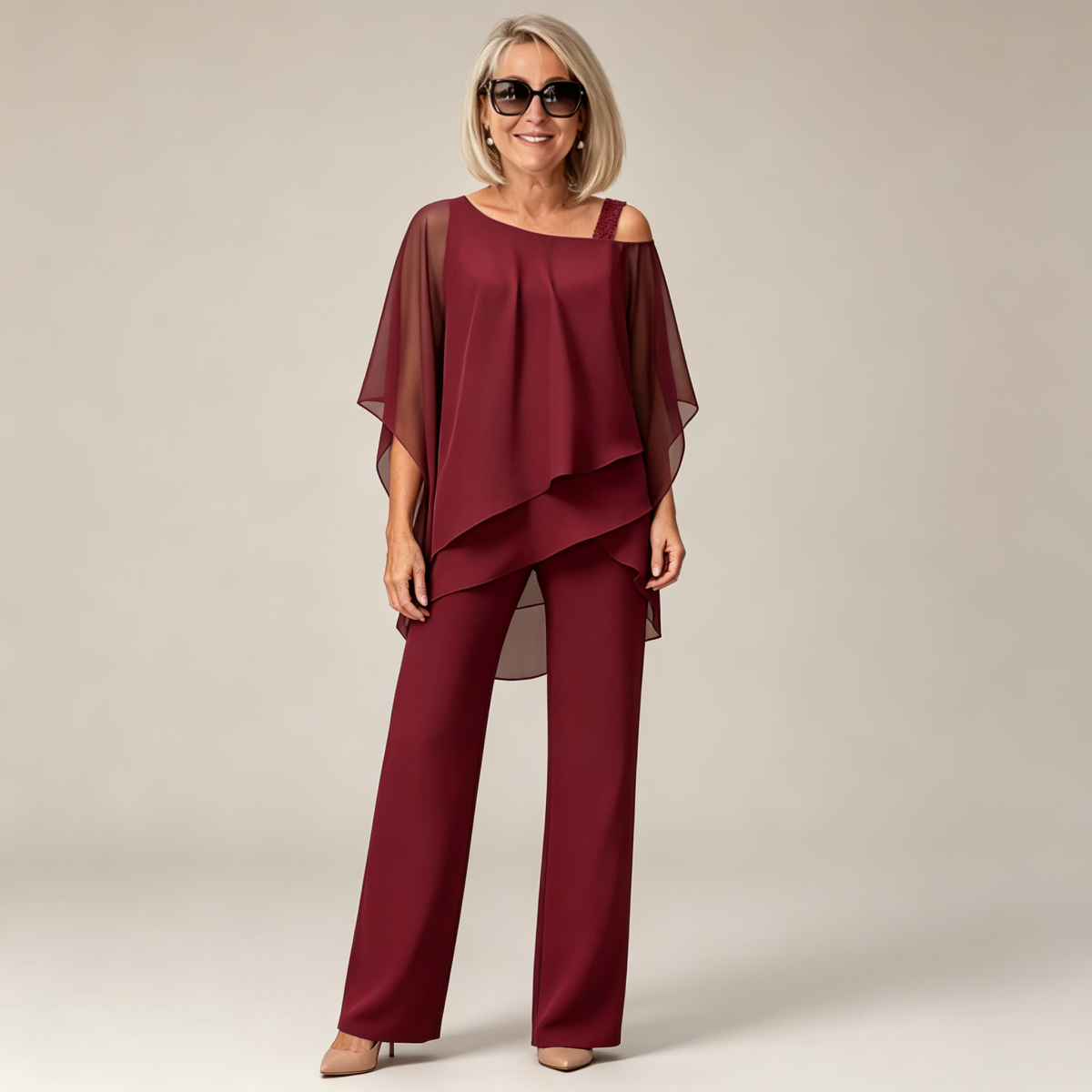 ⏳Δεύτερο προϊόν μισή τιμή⏰【50-120KG】👚👖Γυναικείο σετ δύο τεμαχίων, σετ φιλικό προς το δέρμα με έξω τους ώμους✅【Μπλούζα + Παντελόνι】
