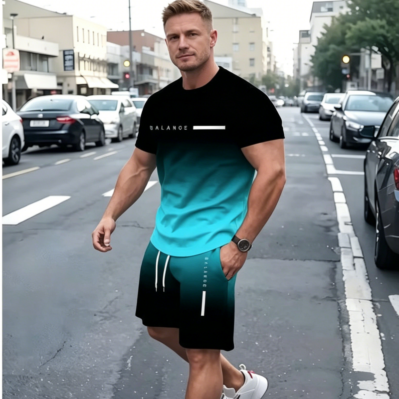 😍50% sleva😍【M-5XL】Nový pánský módní letní set s krátkým rukávem z čisté bavlny, vícebarevný, 2026