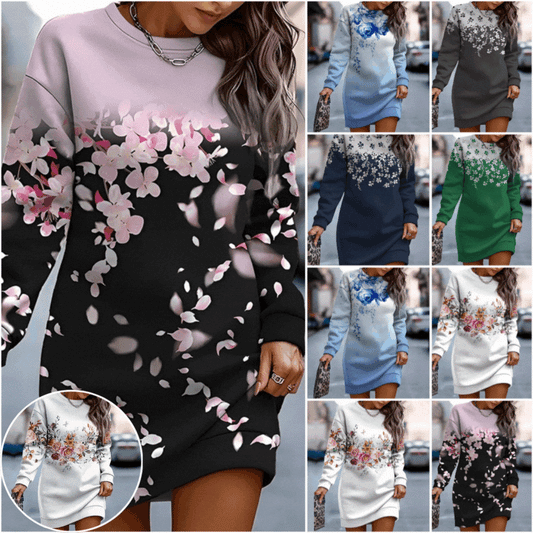 💕👗【S-3XL】Nové květované svetrové šaty na podzim a zimu