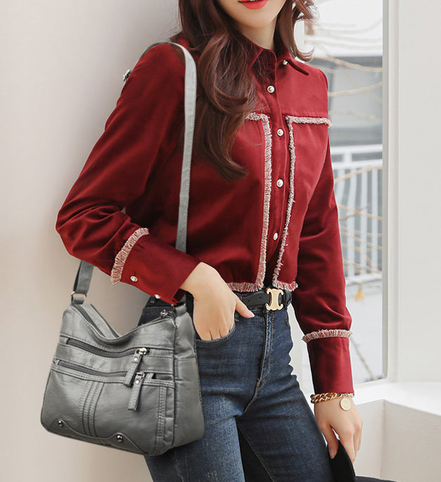 👜 Elegante bolso de hombro de cuero suave de gran capacidad