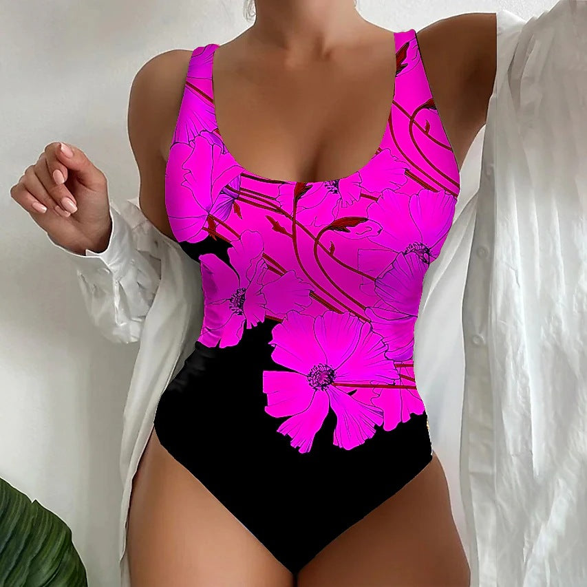 【M~5XL】Sexy jednodílné plavky s pruhovaným vzorem