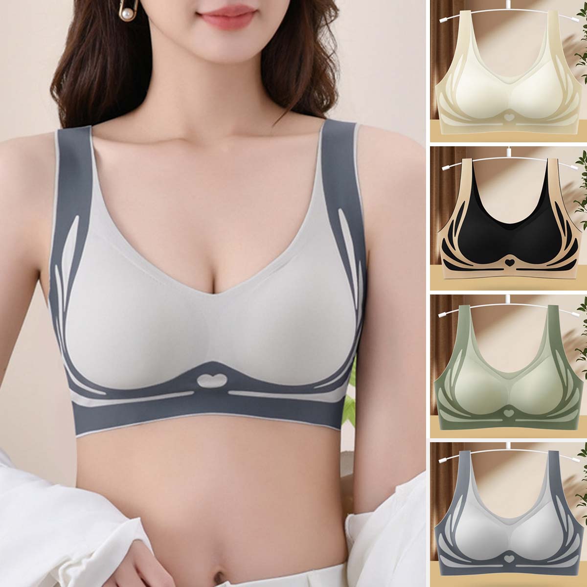 😍【Balení 3 kusů】M-4XL, Dámská sportovní podprsenka pro plnoštíhlé ❤️【40-85 kg】