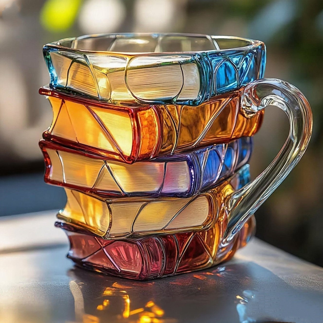 📚 Taza de café pintada en 3D con forma de libro.