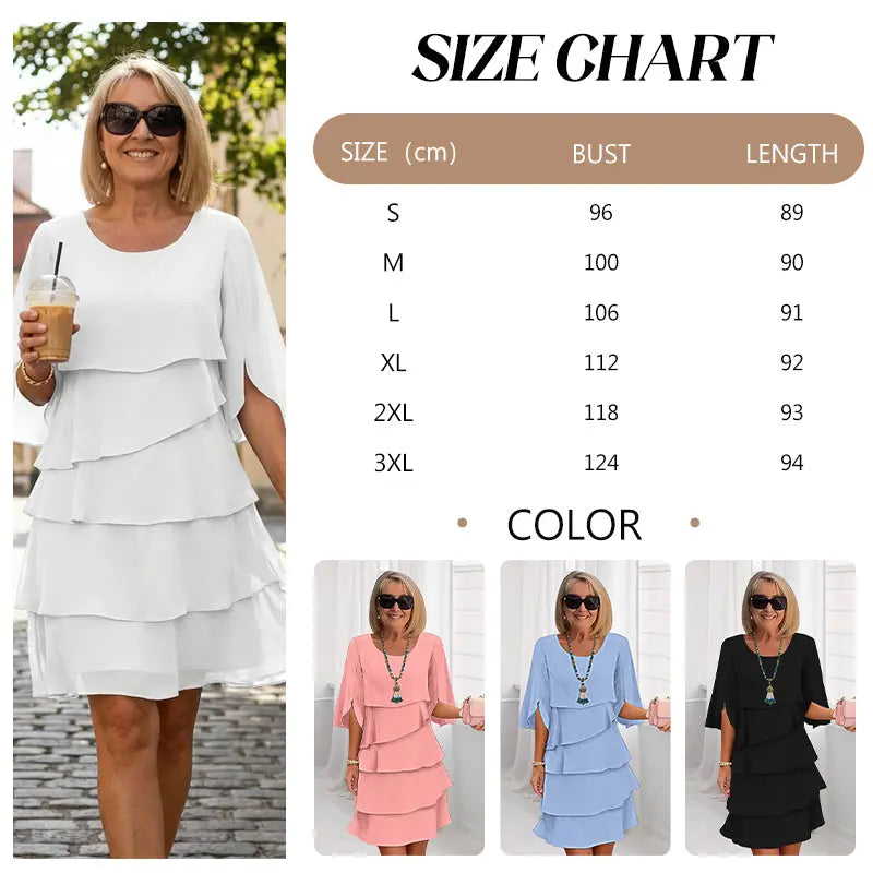 💃【S-3XL】🎁Elegantní vrstvené šaty s volánkovými rukávy – bez námahy vytvořte stylový vzhled vhodný pro všechny příležitosti💃
